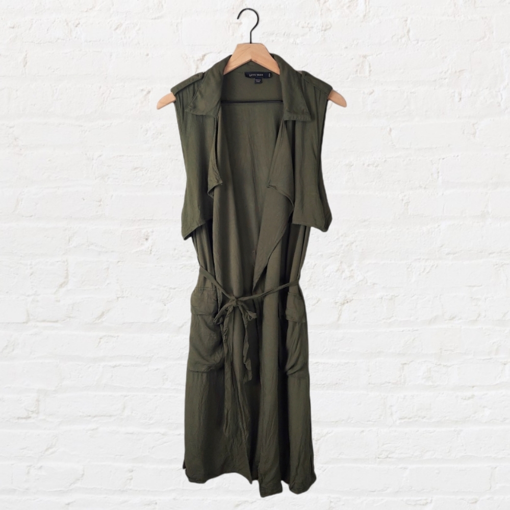 🧡Love Tree Olive Green Long Utility Vest